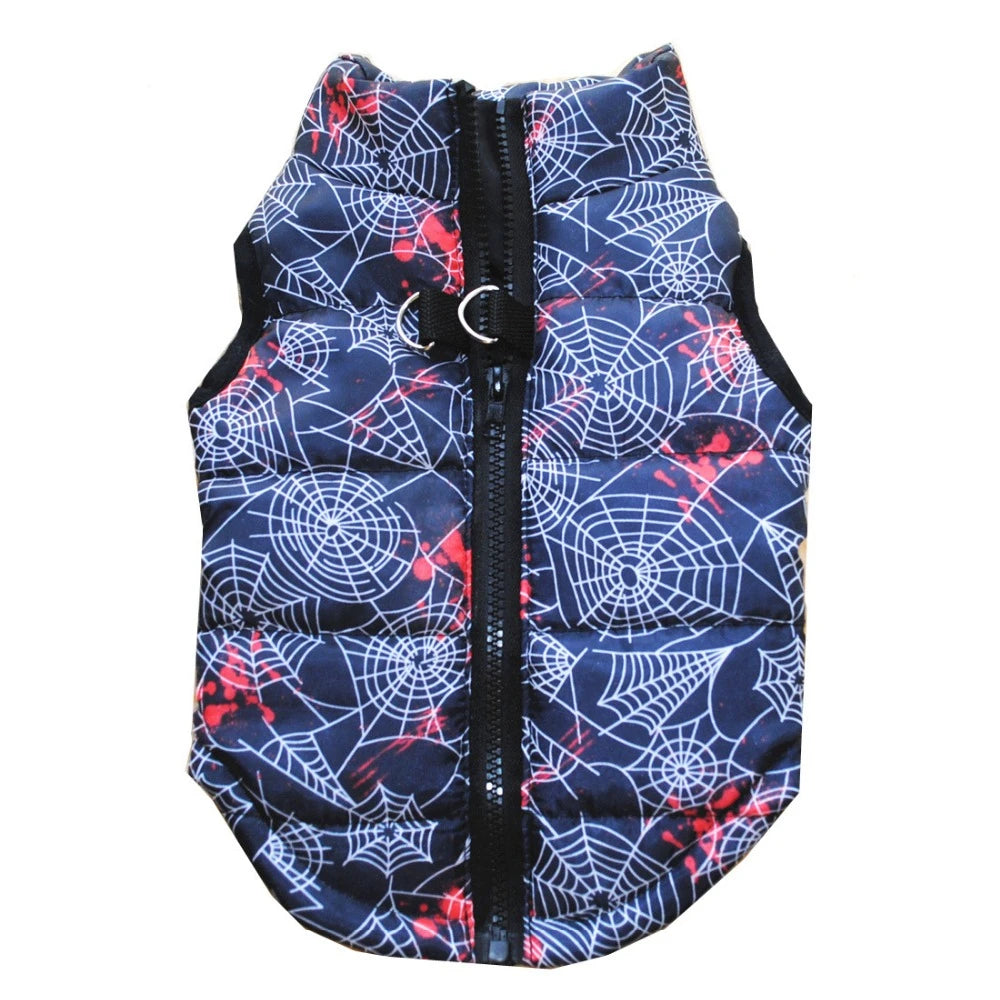 Windproof Pet Vest Jacket Winter Warm Big Dog Clothes Puppy Harness Clothing Funny Printed Coat for Small Medium Dogs Cats XS-XL