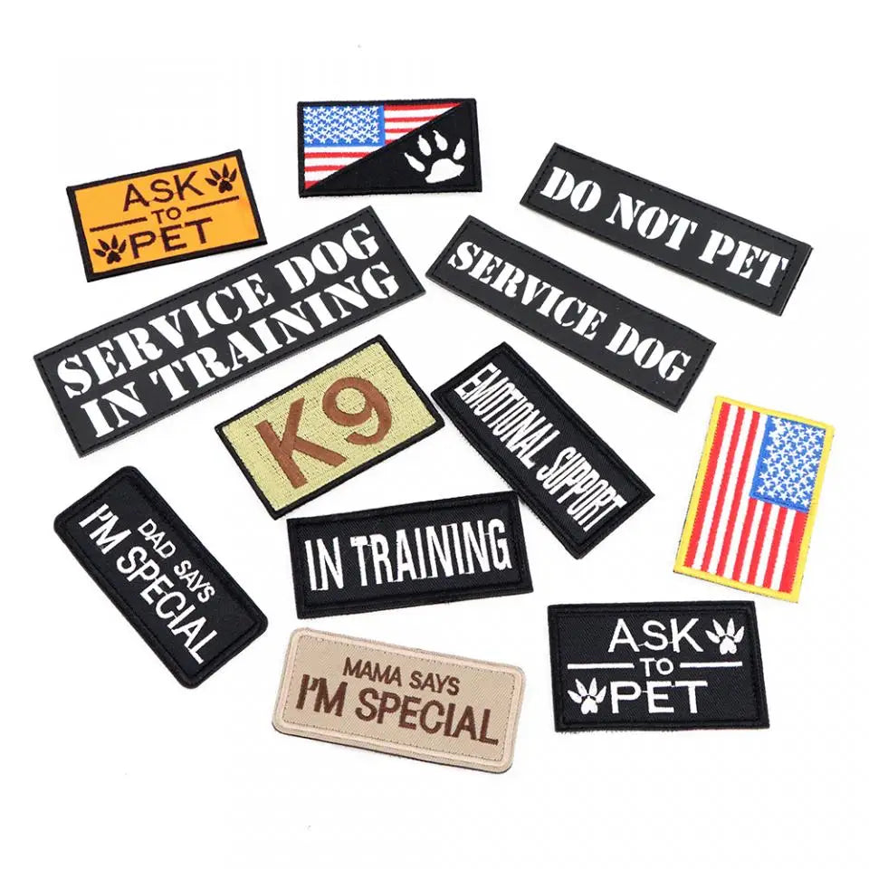 12 Pieces Tactical Patch Bundle for Dog Vest Harness Collar Personalized Patches Tags Sticker K9 Label Military Service Dog