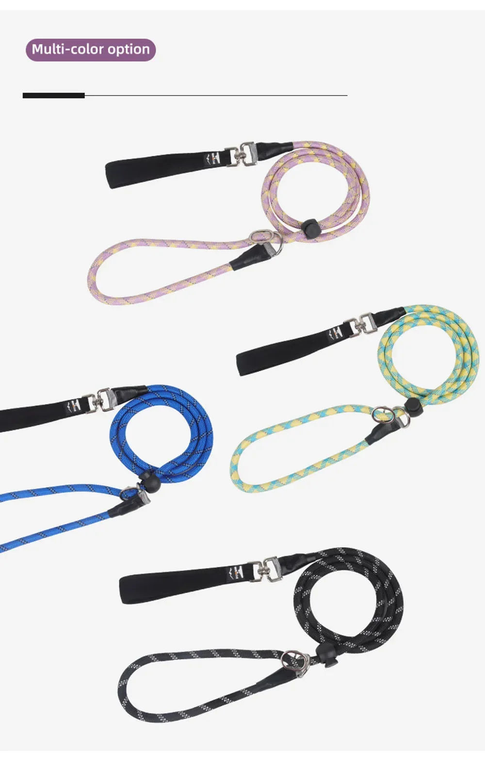 Dog Collar Dog Leash P Chain Slip Rope Leads Leash Pet Puppy Nylon Rope Adjustable Loop Collar Slip Lead for Training Large Dogs