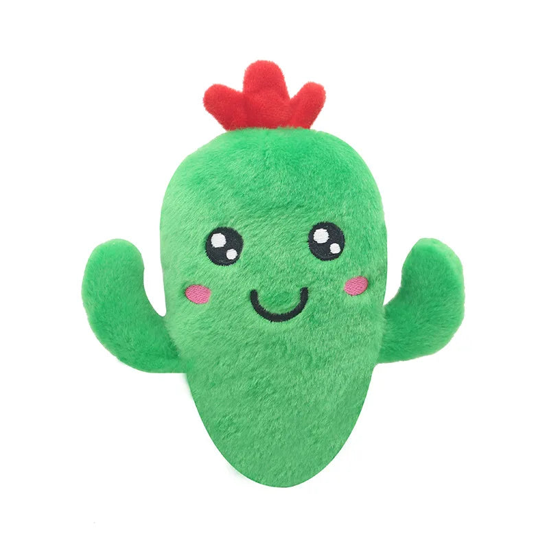 Pet plush sound toy fruit vegetable dog cat educational toy supplies cactus corn eggplant