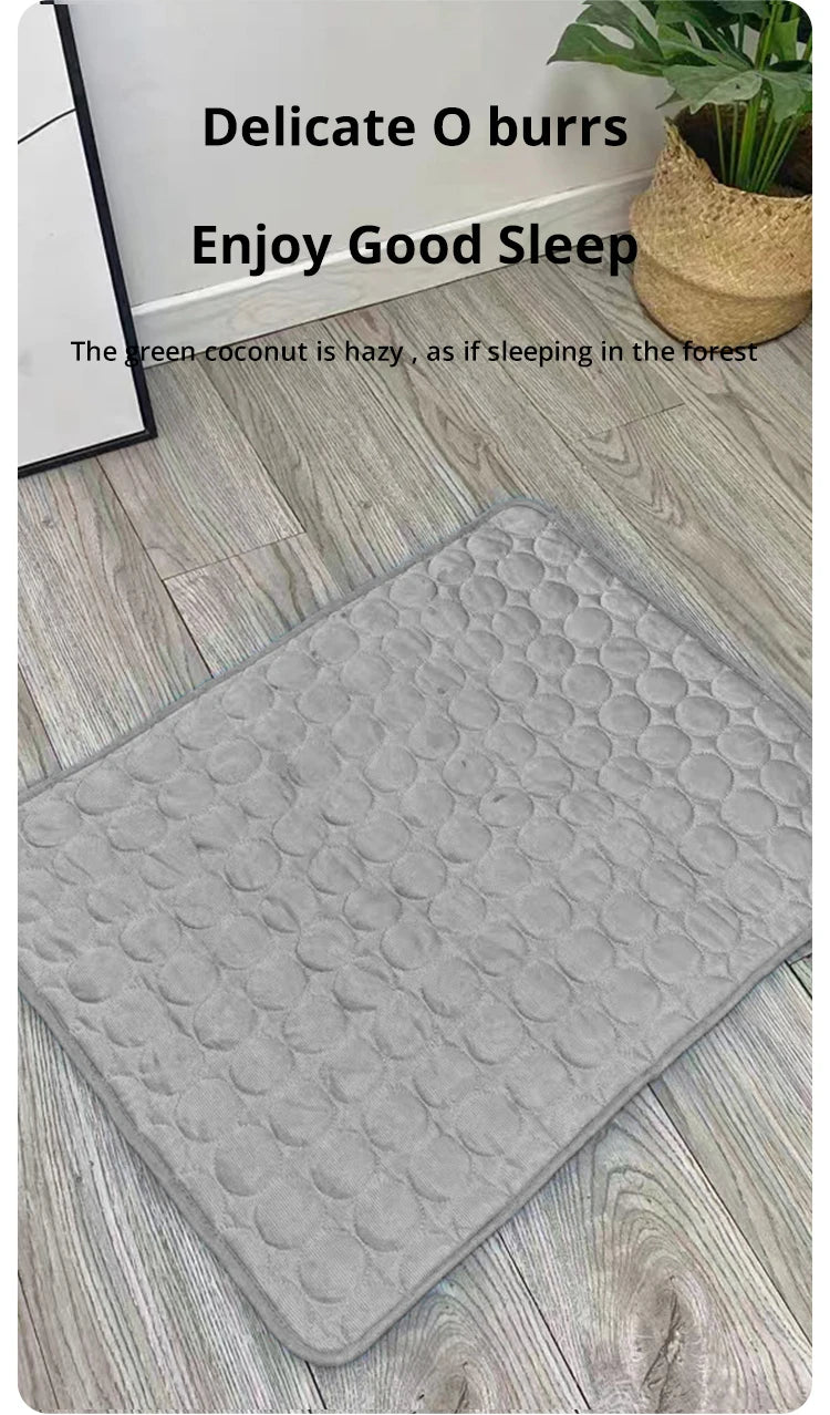 1pc Puppy Grey Ice Silk Cooling Pad Summer Cool Breathable Cooling Washable Reusable Bite Resistance Small Pet Cat Sleeping Pad