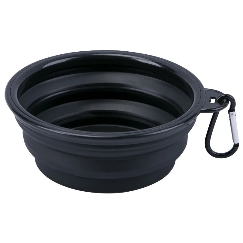 Collapsible Pet Silicone Dog Food Water Bowl Outdoor Camping Travel Portable Folding Supplies Dishes with Carabiner Pet supplies