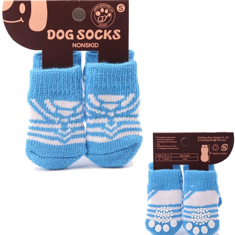4pcs/Set Dog Shoes For Small Dogs Anti Slip Cat Socks For Cat Cute Dog Socks Pet Chihuahua Dog Clothes Christmas Dog Accessories