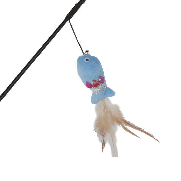 Cat Toy Cat Teaser Sticks Sequin Fish Feather Tail Funny Cat Stick Cat Cat Toy Catnip Doll Pet Supplies