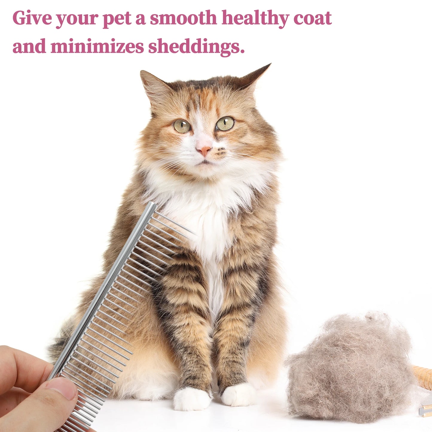 UXCELL Stainless Steel Pet Grooming Comb for Dogs and Cats Pets Hairbrush Hair Care Gently Removes Loose Undercoat Flea Comb