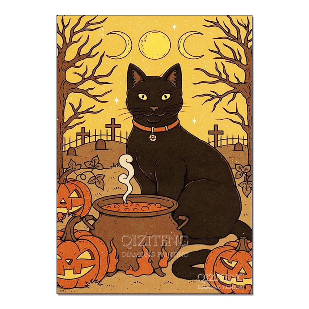 Tarot Cards Cat 5D Diamond Painting Cute Raccoon Full Diamond Cross Stitch Cartoon Animal Embroidery Mosaic Art Home Decoration
