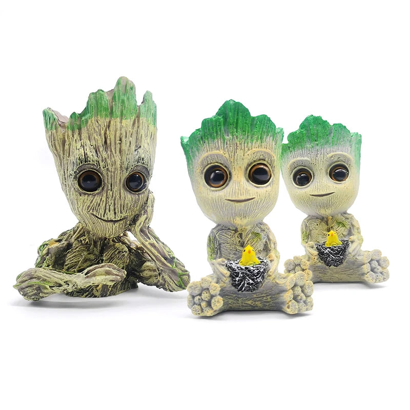 Cute Tree Man Figurine Aquarium Decoration With Air Bubble Driftwood Statue Multifunction Fish Tank Background Ornament Shelter