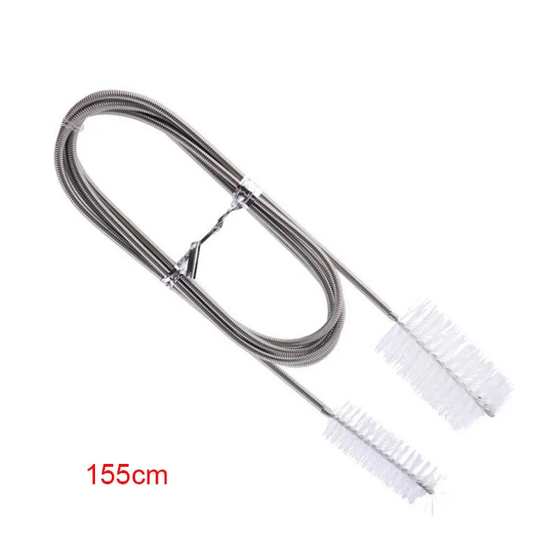 Aquarium Pipe Cleaning Brush Fish Tank Cleaner Tube Stainless Steel Water Filter Air Tube Flexible Double End Hose Accessories