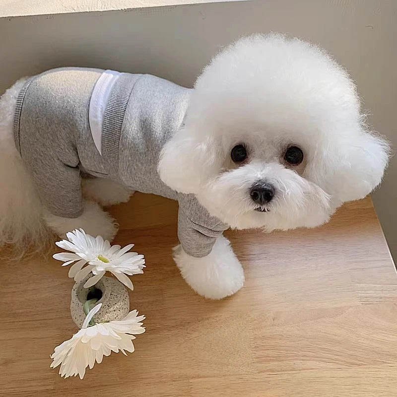 Solid Thick Fleece Winter Clothes for Small Medium Dogs Unisex Teddy Yorkshire Pet Overalls Four Legs Warm Cats Sweatshirts