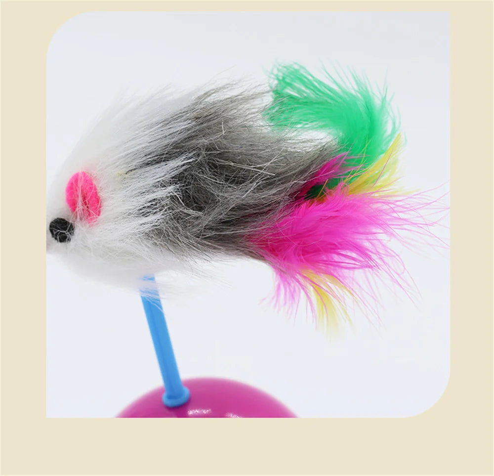 Pet Durable Colorful Feather Mimi Favorite Fur Mouse Tumbler Kitten Cat Toys Play Balls For Catch Cats Supplies 2PCS