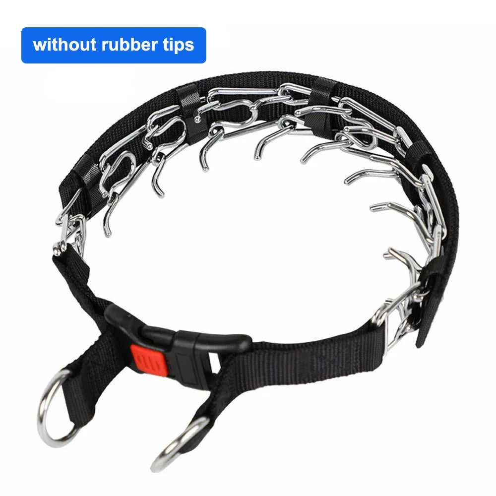 Pet Prong Collar for Dogs Adjustable Dog Choke Pinch Training Collar with Rubber Tips & Nylon Cover for Small Medium Large Dogs
