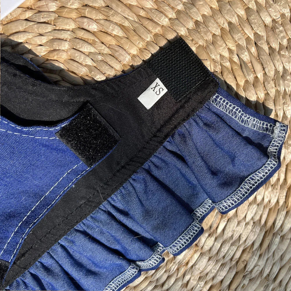 Pet Denim Clothes For Cat Dog Spring Summer Cat Dress Harness Kitten Jeans Shirt Cat Bowtie Skirt Dress Vest Harness with D-Ring