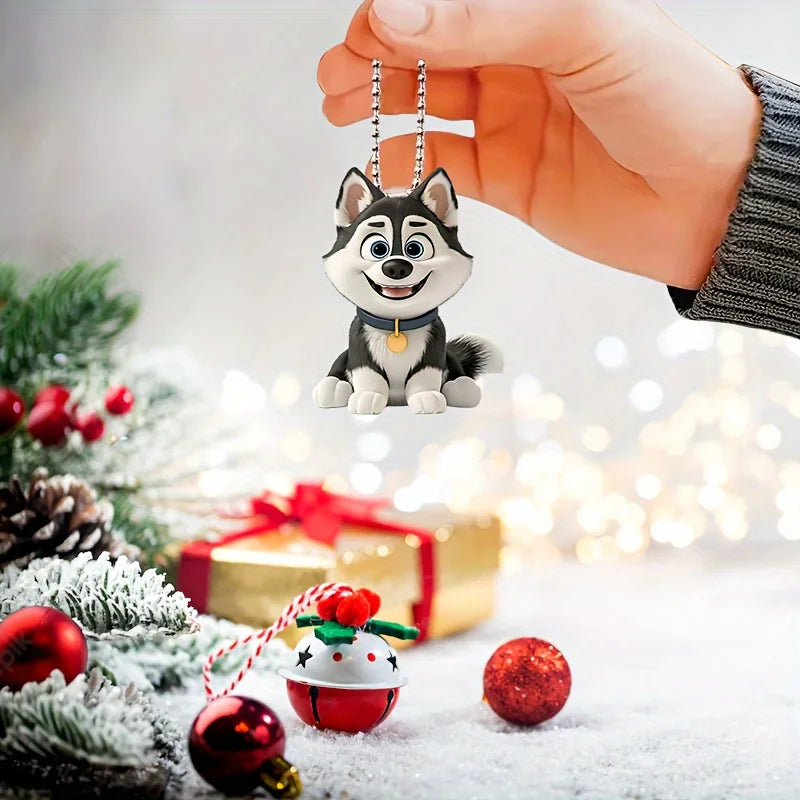 Cute Cartoon Husky Acrylic Keychain Adorable Puppy Pendant Versatile Charm for Car Mirror,Backpacks,Festive,Party,Gift & Decor
