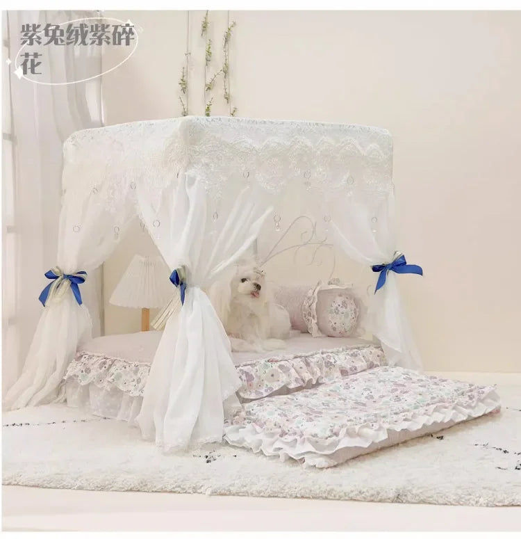 Pet Bed Cat Bed Cat Nest Teddy Than Bear Kennel Princess Wrought Iron Dog Bed Small Medium and Large Dog Supplies