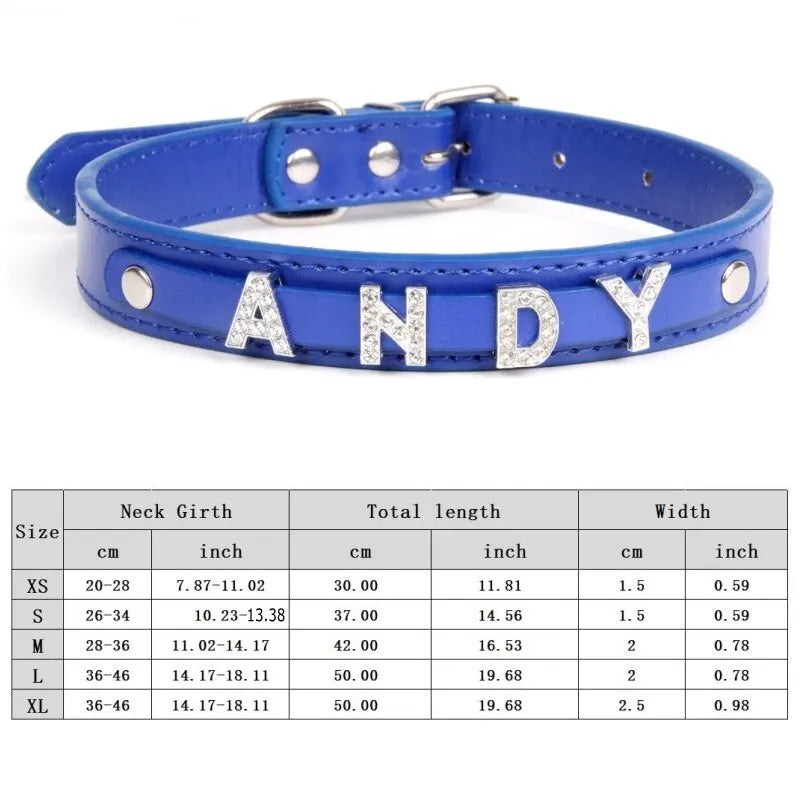 Custom Cat Dog Collar Personalized Rhinestone Puppy Collars Adjustable Letter Crown Charm Name Dog Necklace Chihuahua Id Collar