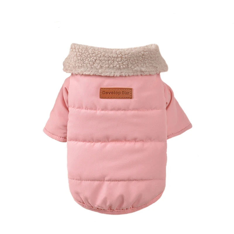 Dog Winter Coat 2024 New Dog Clothes for Small Medium Dogs, Thicken Warm Fleece Collar Dog Down Jacket for Cold Weather Apparel