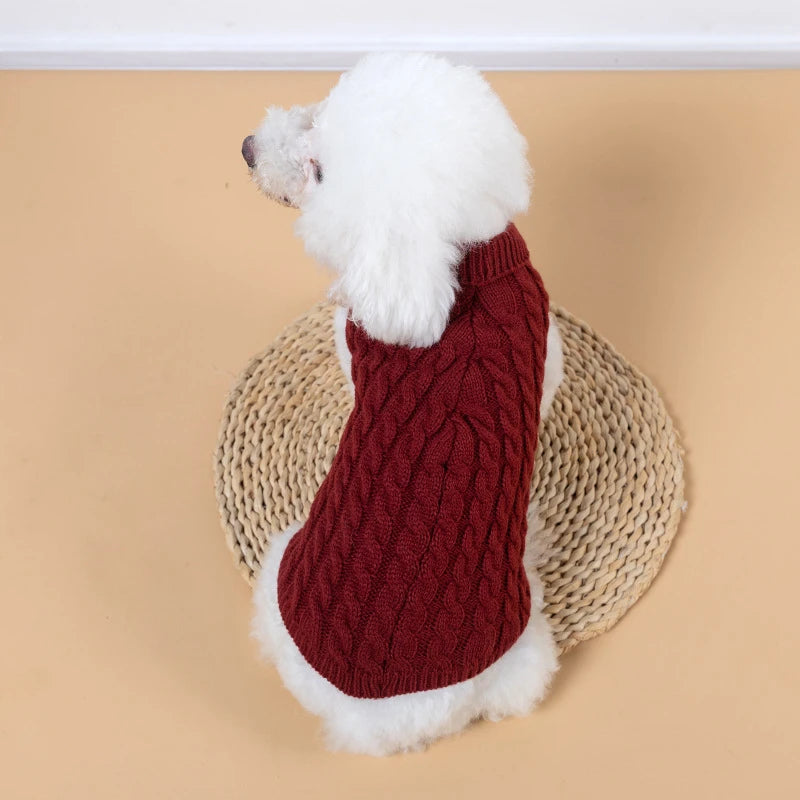 Teddy Bear Small Dog Clothes Solid Color Warm Winter Sweaters for Cats Lightweight Knitting Vest Leisure Outdoor Pet Overalls