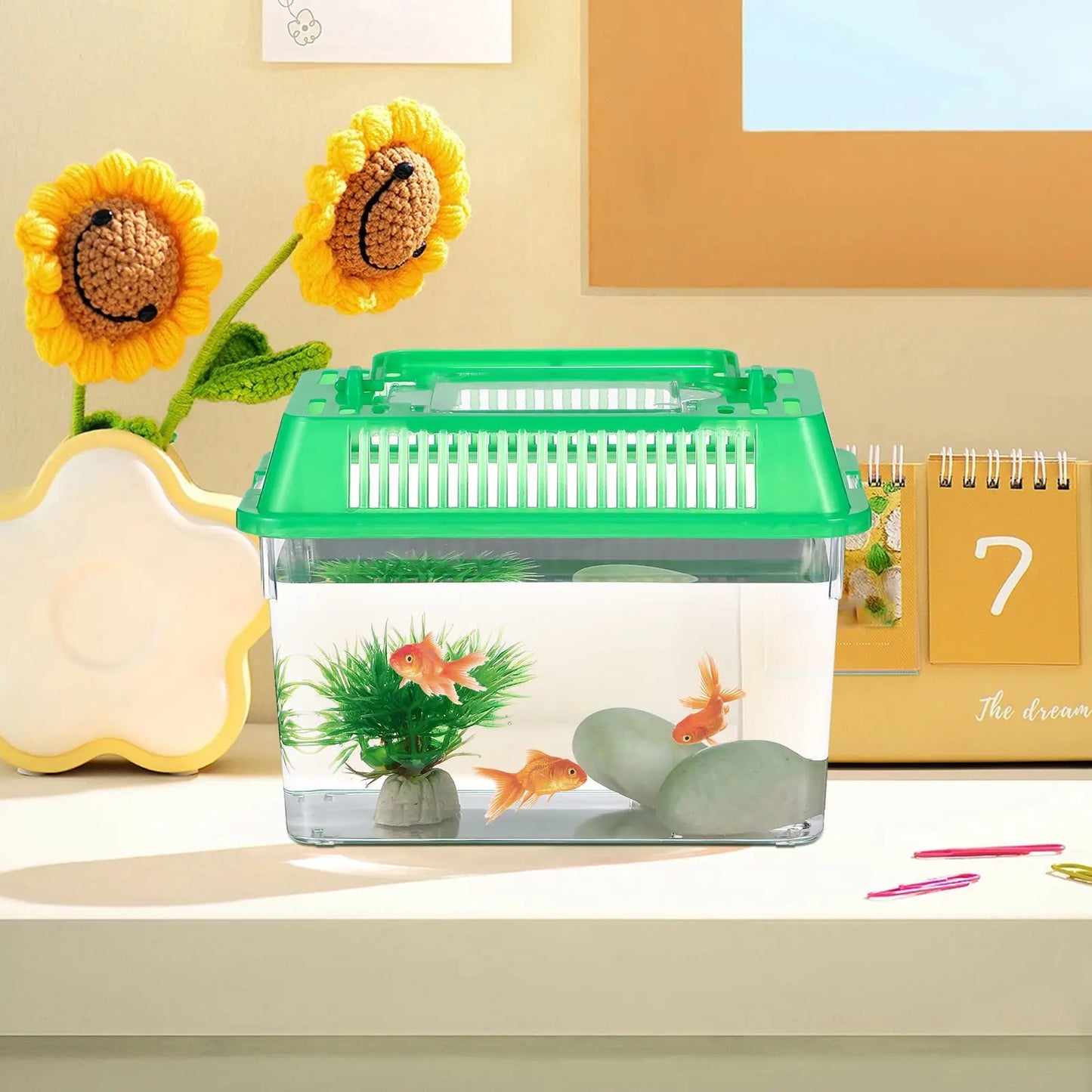 4Pcs small Portable Tourtise Aquariums Handheld Goldfish Aquarium reptile Tourtise Aquarium clear Turtle lizard Hamster Living