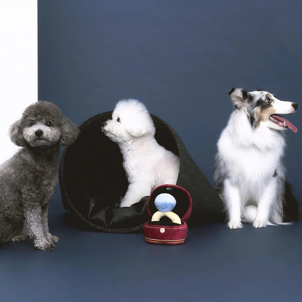 Creative Ring Box Plush Toy Love Diamond Ring Case Stuffed Pet Chew Toy Sounds Puppies Kids Cute Soft Dog Bitter Interested Toys