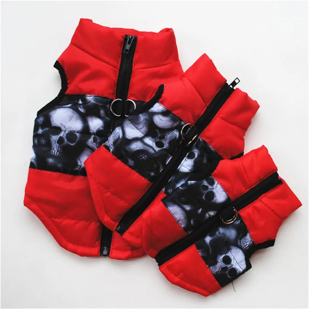 Windproof Pet Vest Jacket Winter Warm Big Dog Clothes Puppy Harness Clothing Funny Printed Coat for Small Medium Dogs Cats XS-XL