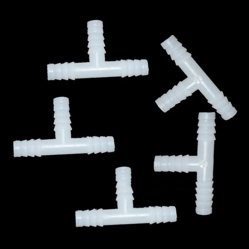 10pcs 8mm Plastic Aquarium Connectors Tee Straight T-shaped 3 Way Connector for Water Air Pump Fish Tank Aquarium Accessories