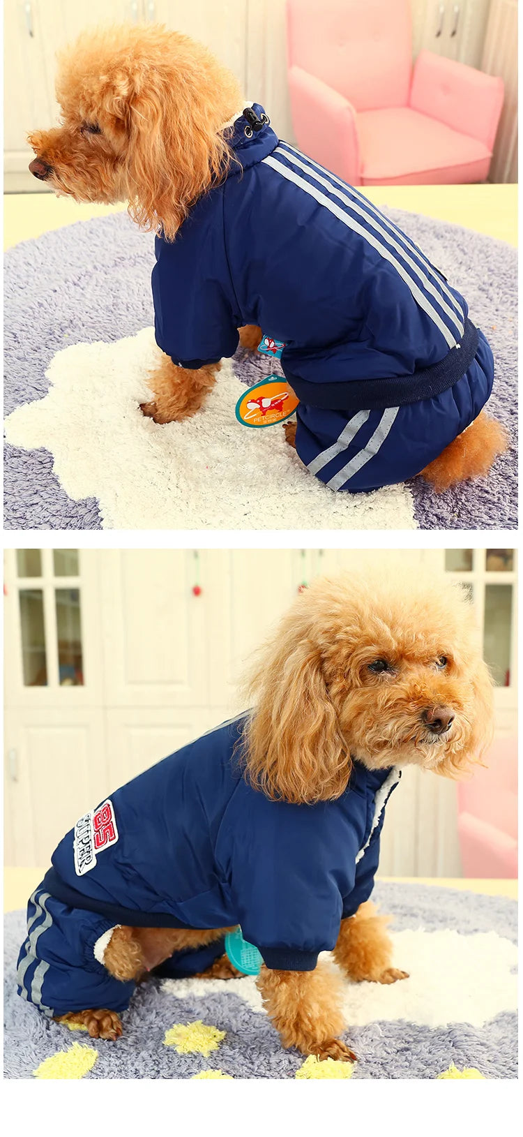 Thicken Warm Dog Jumpsuit Turtleneck Autumn Winter Dog Coat Reflective Sherpa Fleece Dog Clothes for Small Medium Dogs