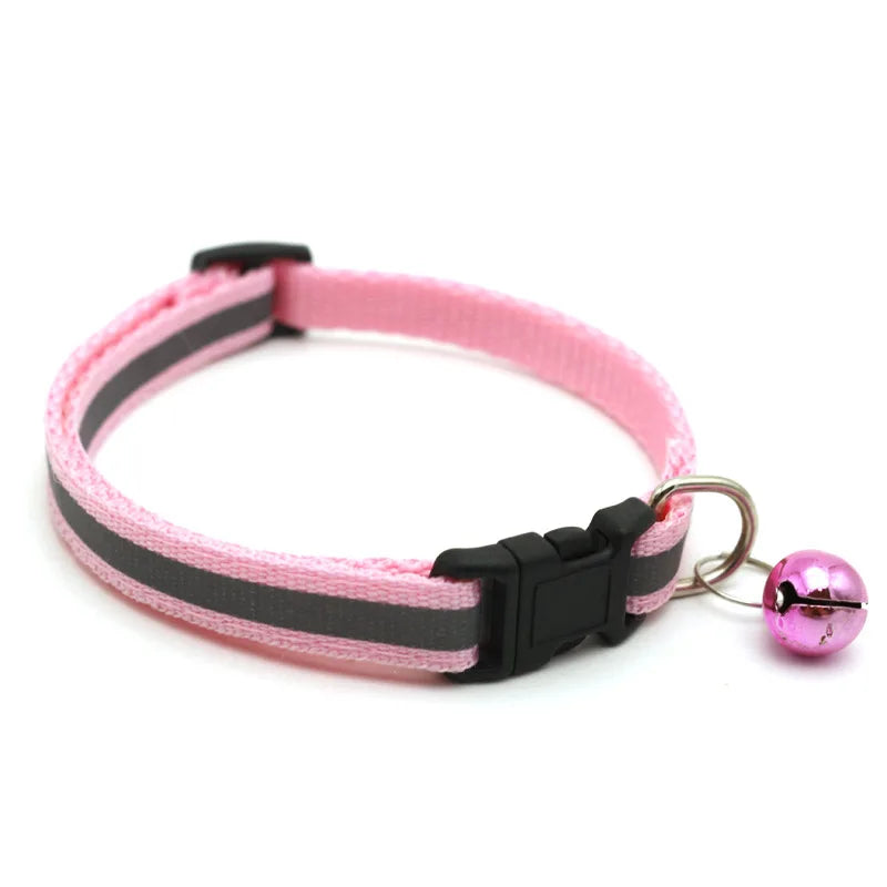 Cat and Dog Universal Reflective Collar Neck Ring Necklace Bell Pet Products Safety Elastic Adjustable Pet Reflective Collar