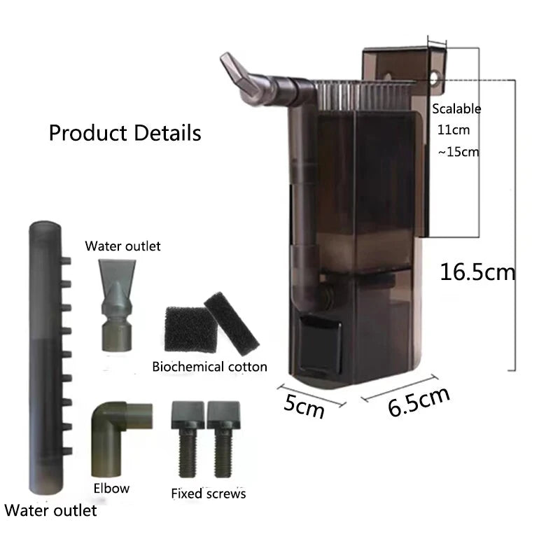 6W Aquarium Surface Oil Skimmer Filter Mute Auto Oil Film Processor Remove Tool for Aquarium Fish Tank Water Filtration 110~220V