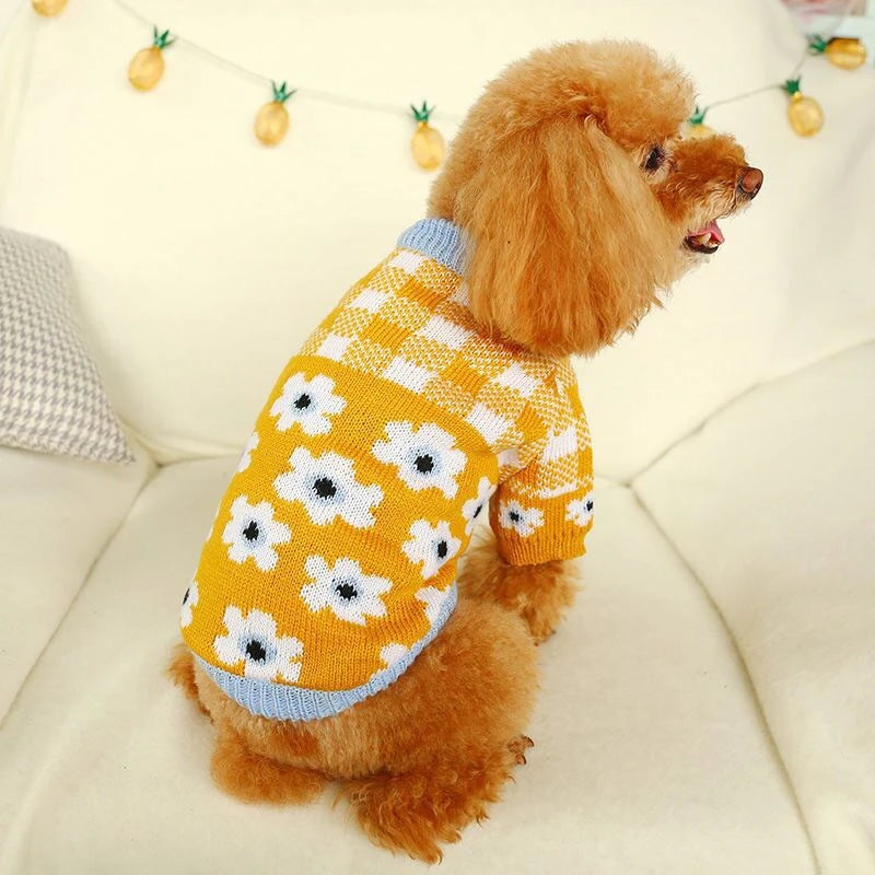 Designer Knitted Dog Sweaters Solid Color Autumn Winter Warm Pet Cat Clothing Chihuahua Lightweight Clothes for Small Dogs