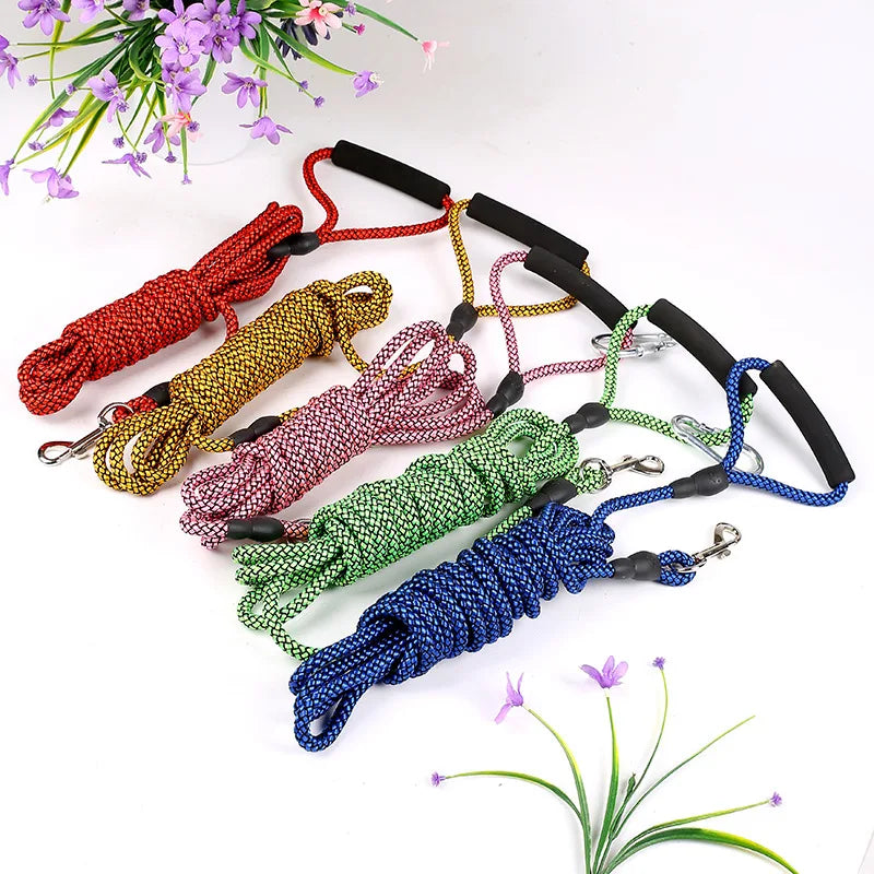 2M/3M/5M/10M Long Pet Leash with Foam Handle Training Round Rope Line Lead Leash For Outside and Yard Small Medium Large Dogs