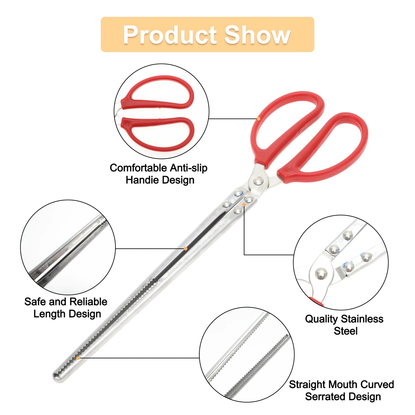 UXCELL Snake Feeding Tongs Stainless Steel Extra Long Straight Design Silver Tone Cleaning Tools Fish Aquatic Pet Supplies