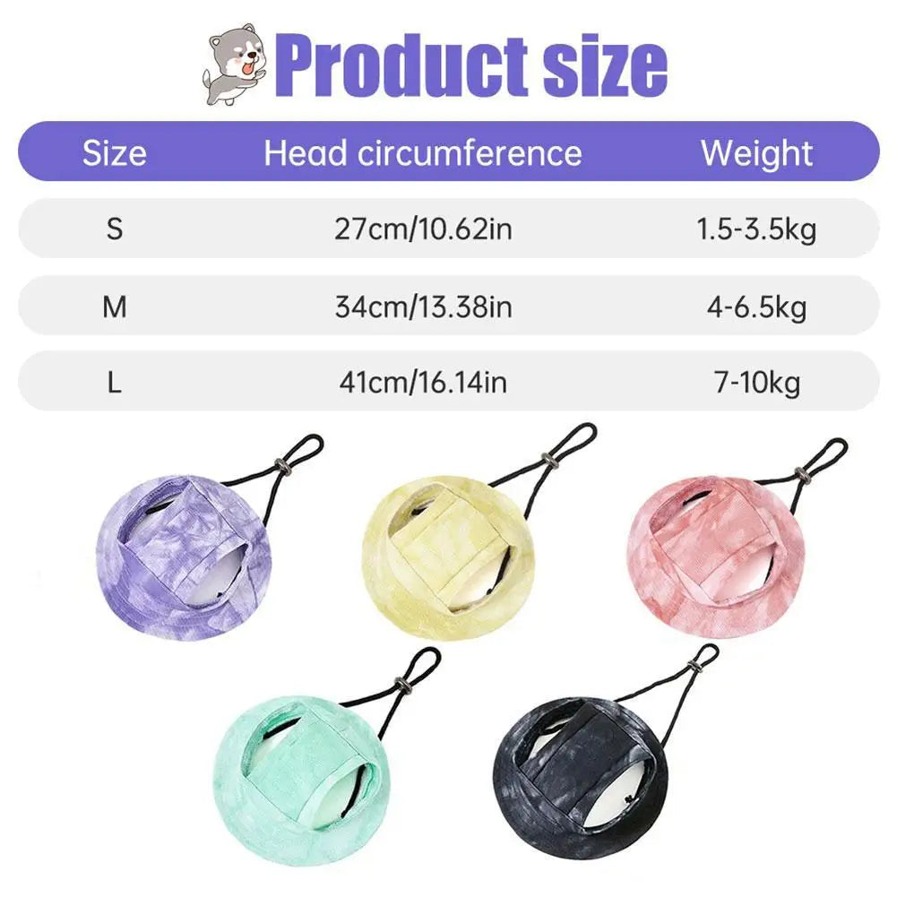 Dog And Cat Sun Hat Anti-strangle Hat Anti-fall Exposed Ears Adjustable Rope Buckle Bucket Hat Pet Supplies Colorful Large Size