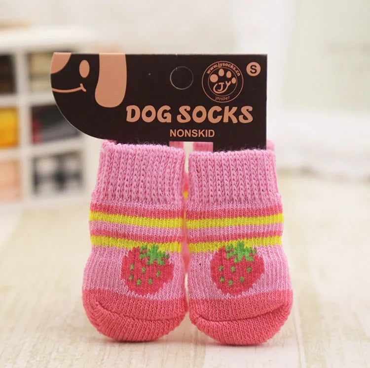 4pcs/Set Dog Shoes For Small Dogs Anti Slip Cat Socks For Cat Cute Dog Socks Pet Chihuahua Dog Clothes Christmas Dog Accessories