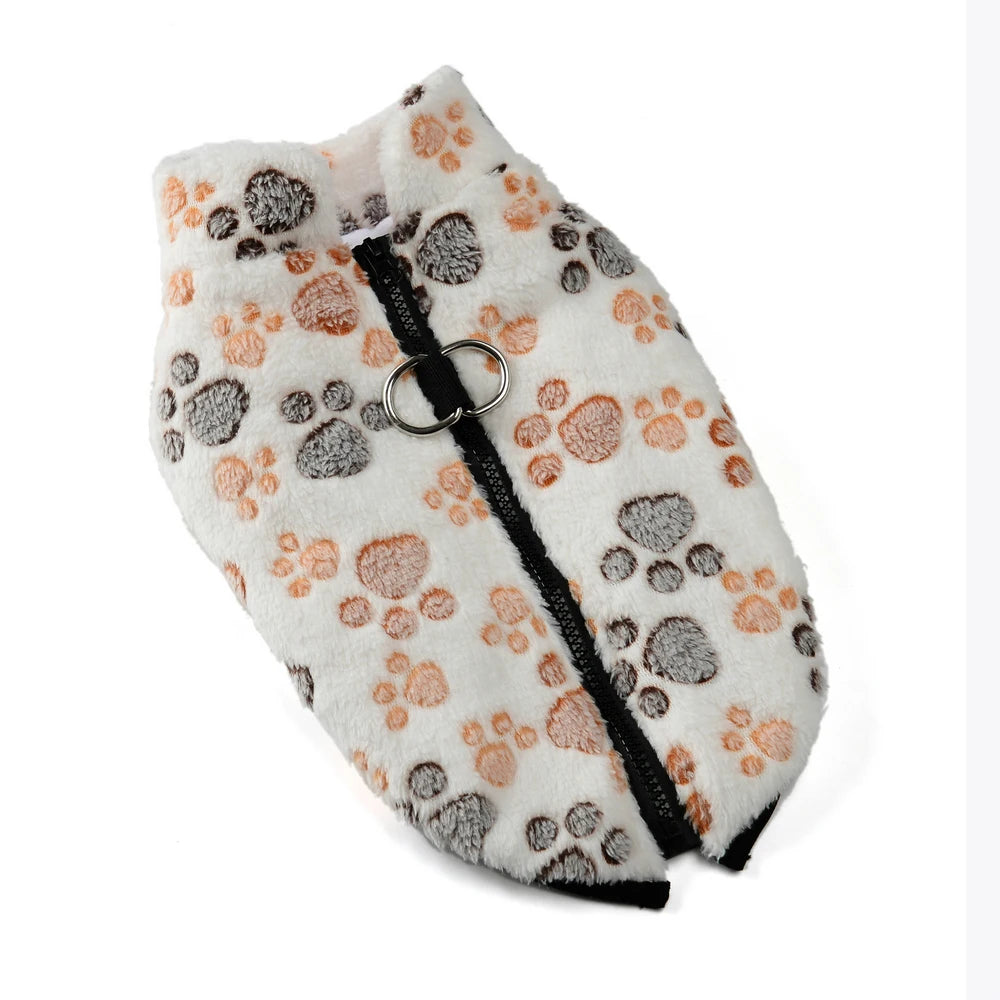 Fleece Dog Clothes Winter Warm Puppy Jacket For Small Dogs Cats Sweater Coat With Zipper D Ring Cute Print Chihuahua Pet Outfits