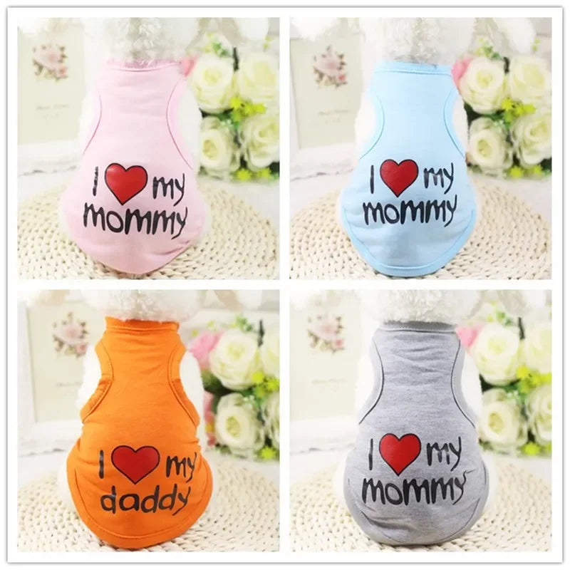 Cute Paw Printed Heart Love Design Small Dog Vest Clothes Summer Spring TShirts For Dogs Costume Puppy Dog Accessories Chihuahua