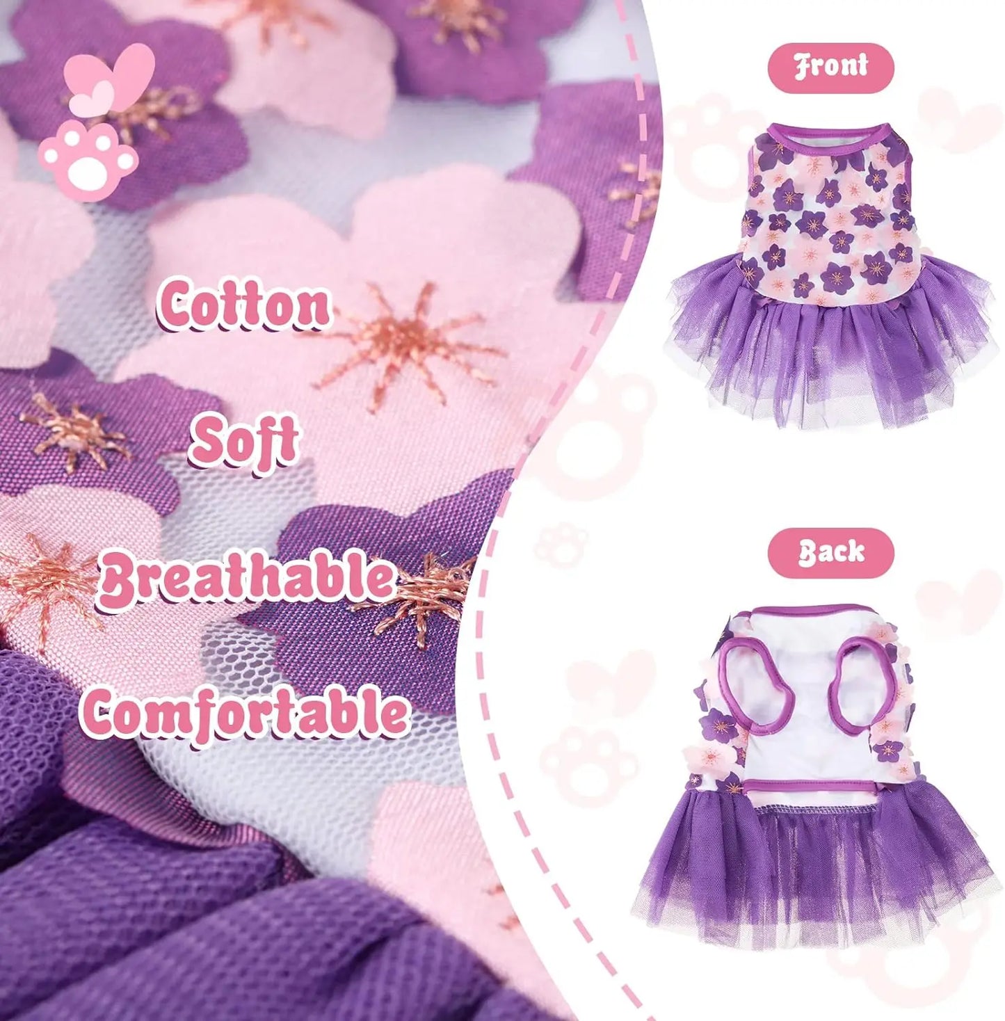 Cute Girl Dog Dress Bowknot Princess Lace Tulle Skirt Ruffle Tutu Dress for Small Dogs Cats Chihuahua York Summer Puppy Clothes
