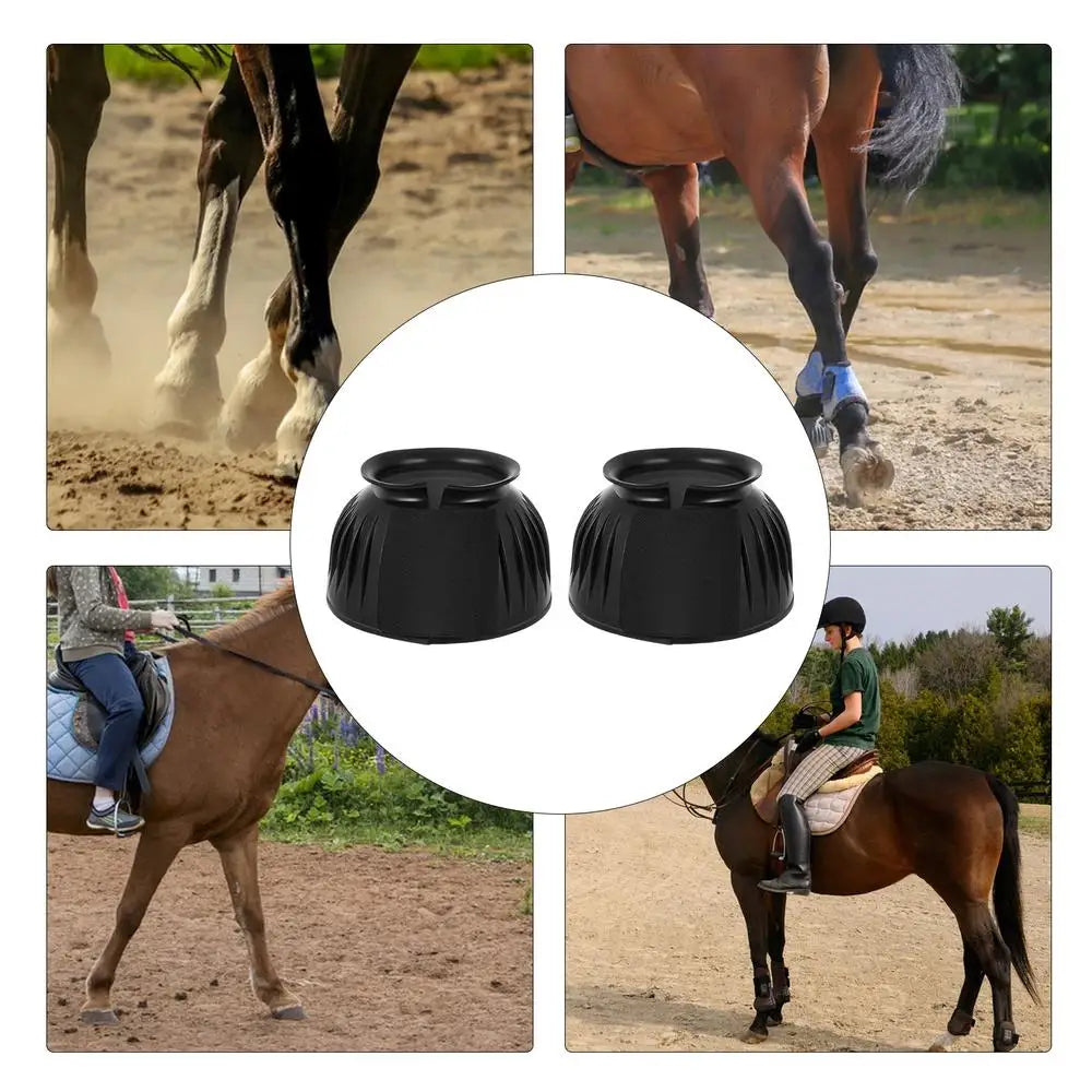 2pcs Horse Bell Boots Rubber No-Turn Horse Bell Boots Soft Equine Boots Protective Gear Accessories for Training Equipment
