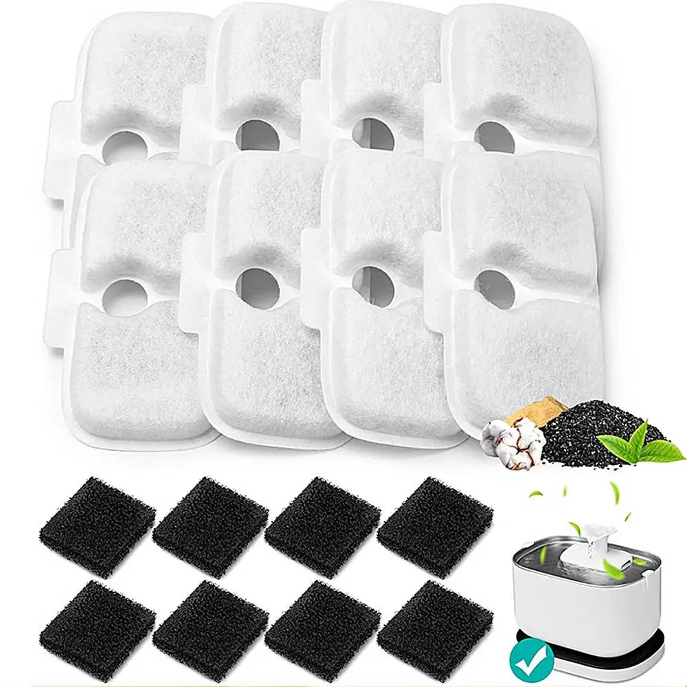6PCS Cat Water Fountain Filter Activated Charcoal Sponge Pet Safe Water Fountain Filters Water Filter for Cat Fountain Pet Care