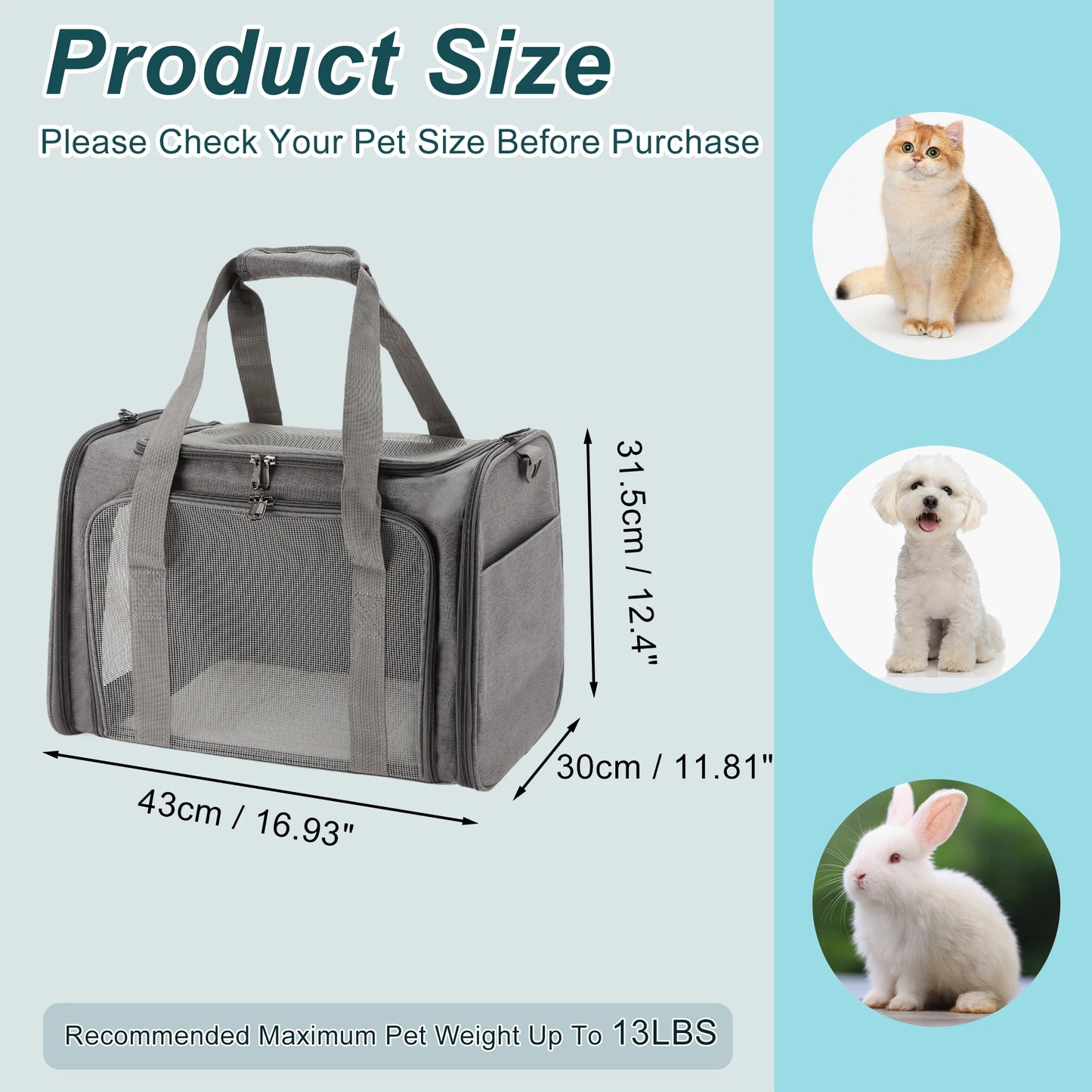 UXCELL Pet Carrier Puppy Carrier Dog Bags for Small Cats Dogs Puppies Up to 13 Lbs Black 600D Oxford Cloth Pet Carriers