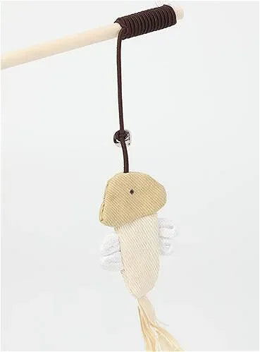 40cm Pet Cat Teaser Toys Feather Linen Wand Cat Catcher Teaser Stick Cat Interactive Toys Wood Rod Mouse Toy with Mini Bell