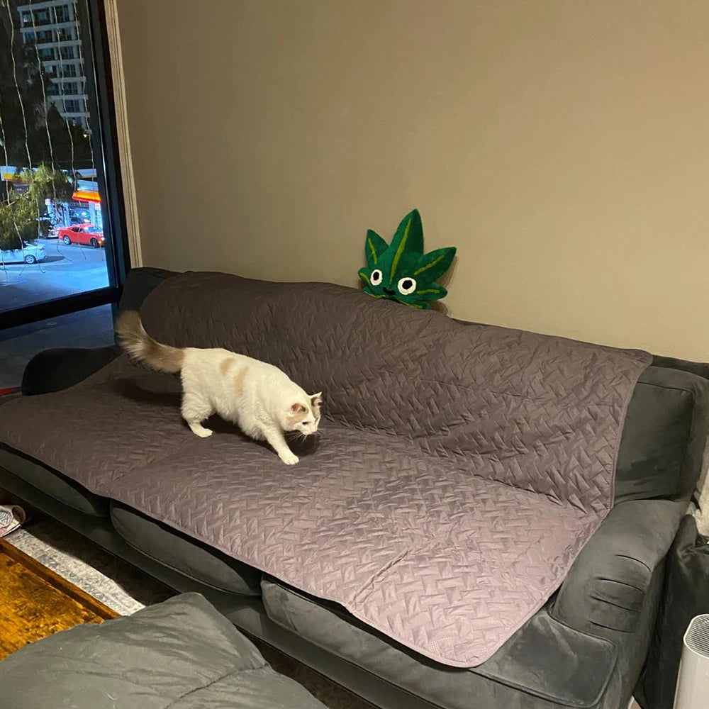 Waterproof Dog Bed Cover Gray Pet Blanket with Anti-Slip Back for Furniture Bed Couch Sofa Reversible Pet Sofa Cover Mattress