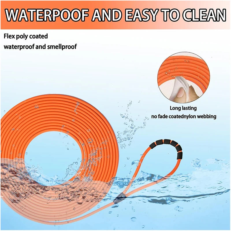 Dog Leash Waterproof Training Recall Long PVC Pet Leashes 5FT 10 FT 20FT 30FT Great for Training Beach Yard Play