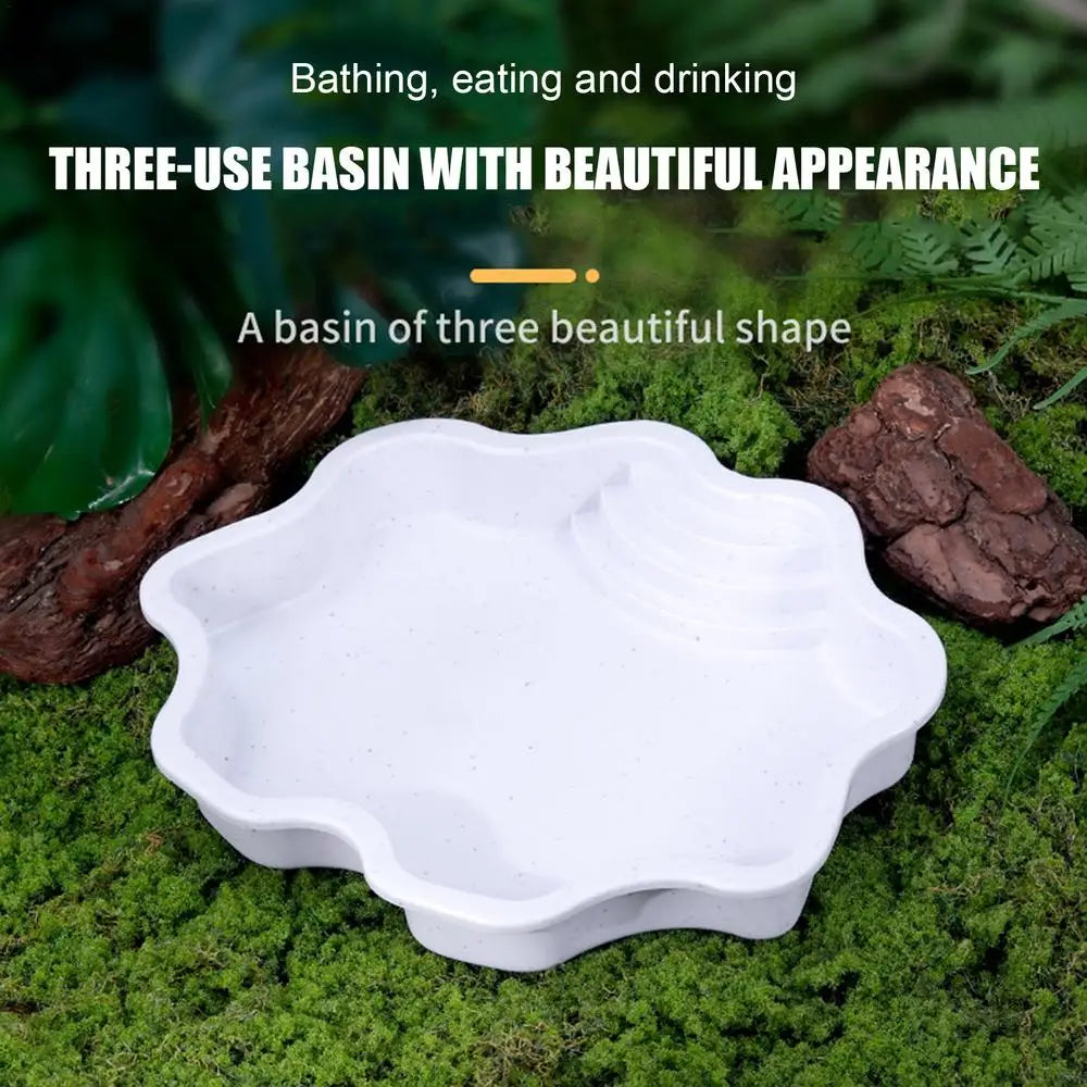 Turtle Pool Large Reptile Turtle Bathing Tub Feeding Bowl Lizards Habitat With Ramp Tortoise Feeder Feeding Bowl for Small Gecko