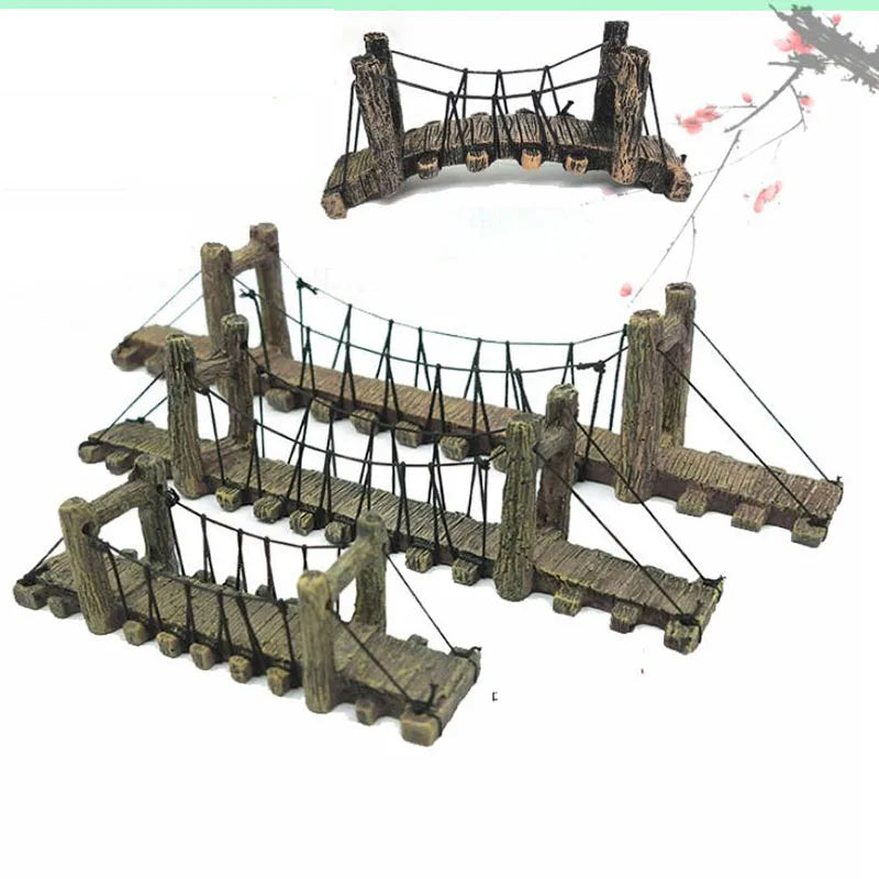 1pc Aquarium Resin Bridge Decoration Rocks Fish Tank Ornaments Decor Landscaping Rockery Mountain Bridge Hiding Cave Accessories