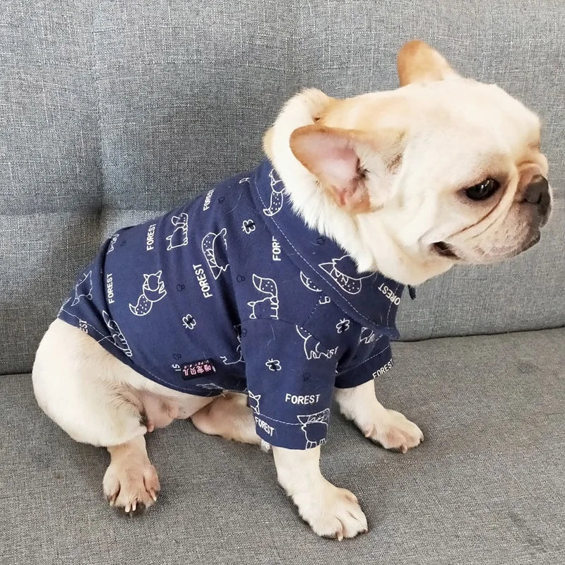 Casual Pet Dog Cotton T-Shirt Pets Fashion Letter Print Clothes For Small Medium Dog Cat French Bulldog Chihuahua Teddy Clothing