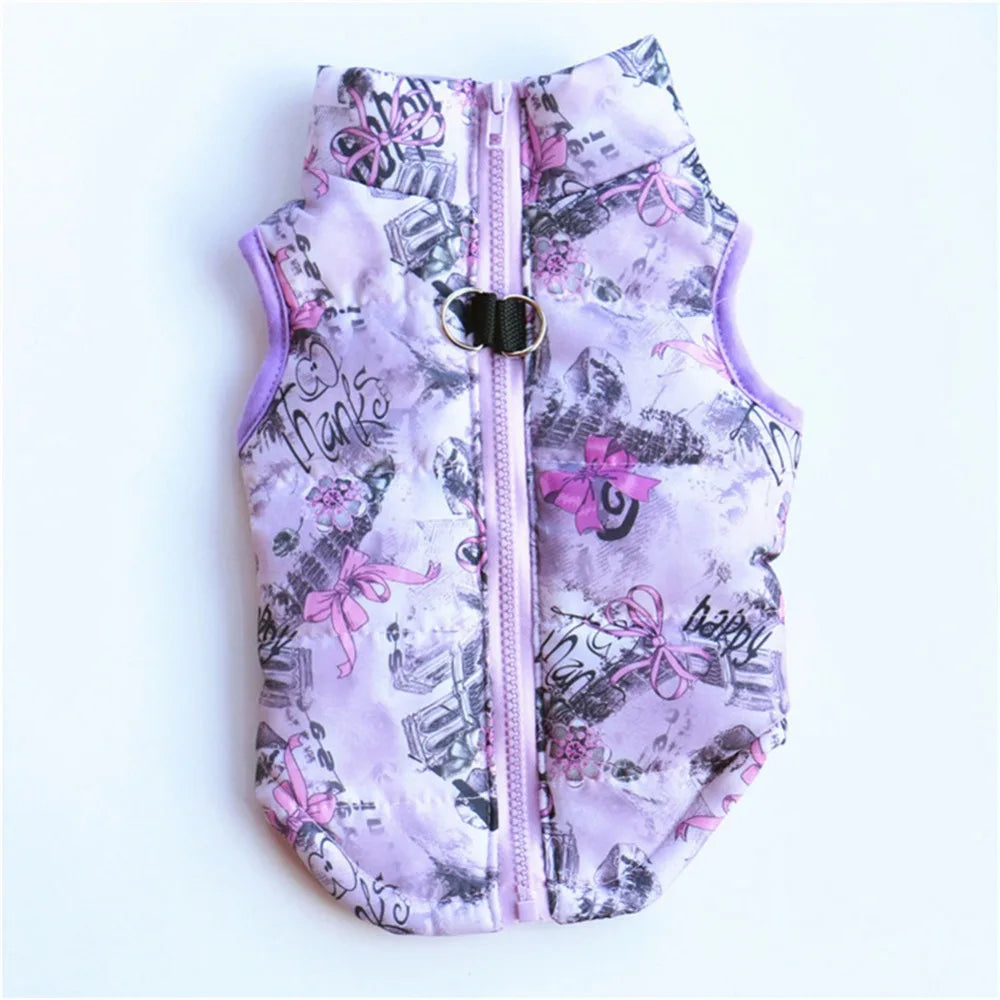 Windproof Pet Vest Jacket Winter Warm Big Dog Clothes Puppy Harness Clothing Funny Printed Coat for Small Medium Dogs Cats XS-XL