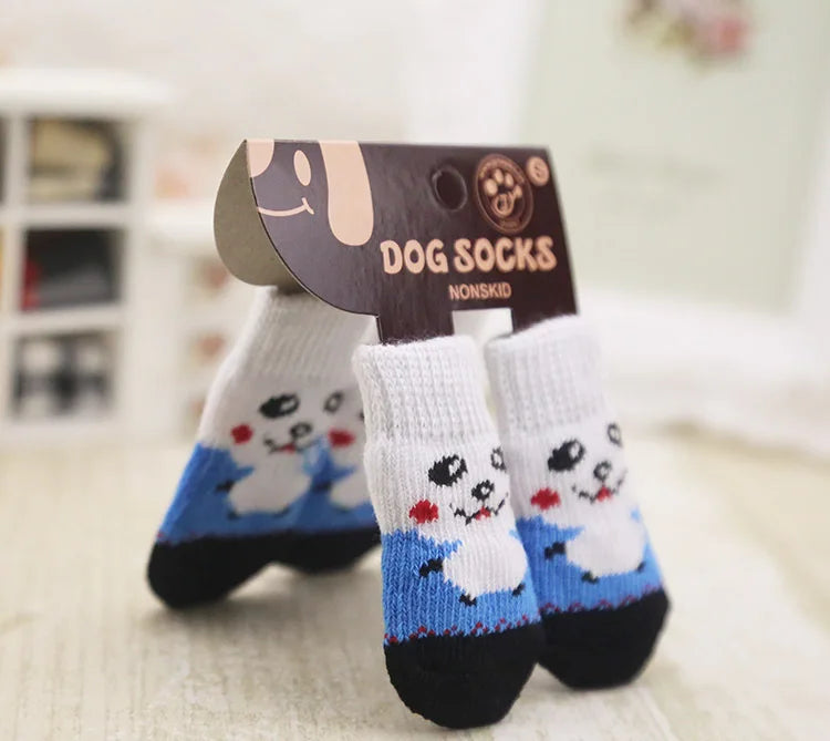 4pcs/Set Dog Shoes For Small Dogs Anti Slip Cat Socks For Cat Cute Dog Socks Pet Chihuahua Dog Clothes Christmas Dog Accessories