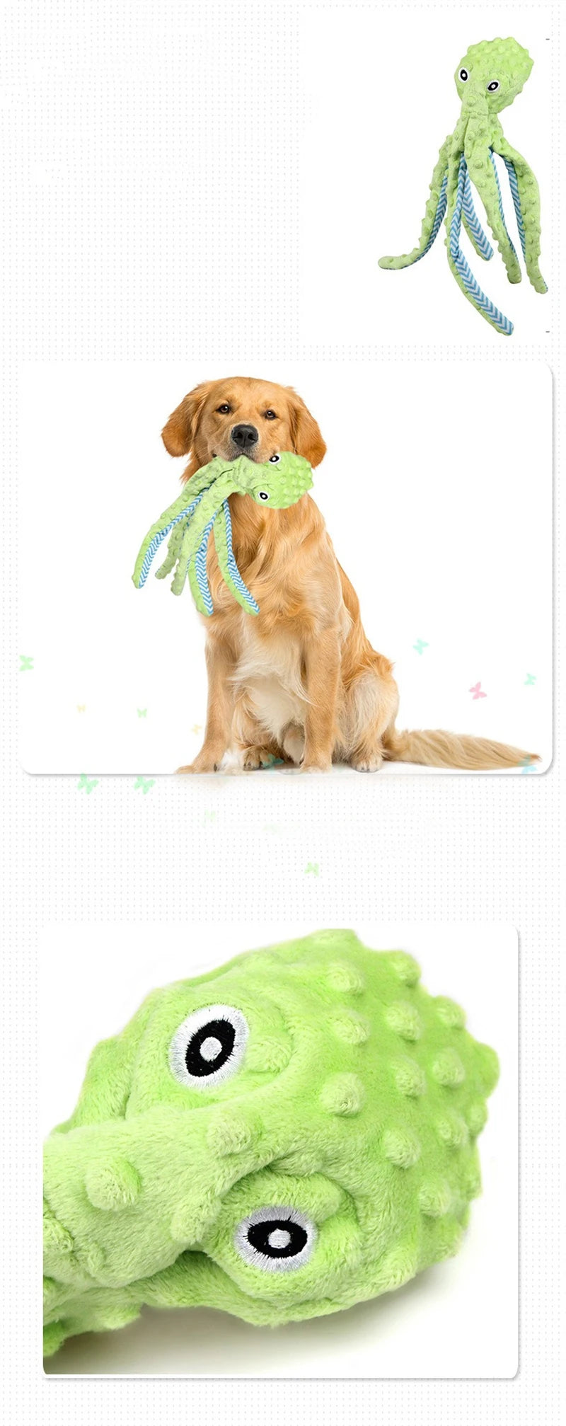 Sounding Animal Pet Dog Accessories Cartoon Plush Octopus Interactive Toy for Small Puppy Chihuahua Bite Resistant Pet Products