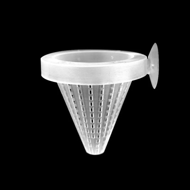 1pcs Plastic Feeder Set With Suction Cup For Aquarium Red Worm Feeding Fish Tank Cone Live Food Tapered Hopper Basket Supplies