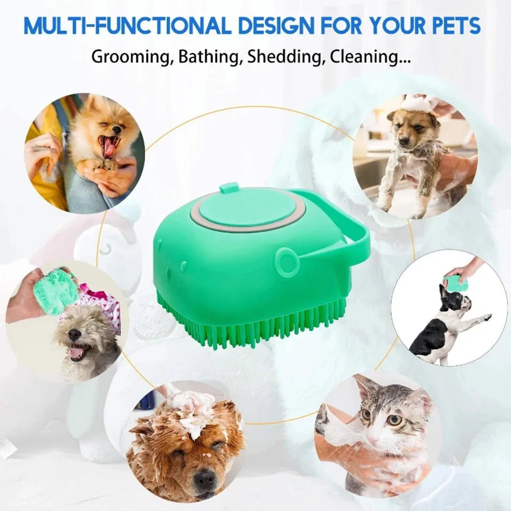 Pet Bath Brush Comfortable Super Soft Silicone Shampoo Massager Brush Comb for Dogs Cats Bathroom Dog Bath Brush Massage Gloves
